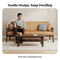Japanese & design Wooden Frame Settee Nordic Design Sofa Minimalist visual appeal Couch Space-Saving for Apartment Dwellers, property owners, Young Adults, Lounge Area, Home Office