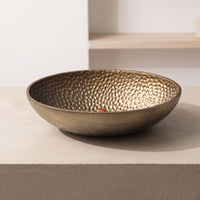 Oval Bowl with Hammered Texture Elegant Aluminum Bowl with Wide Large Serving Dish for Dining Table
