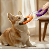 Interconnected Rings Toy Interactive Dog Tug Loop Bite-Resistant Tug Loop Toy for Young Dogs, Pet Owners, Indoor Play