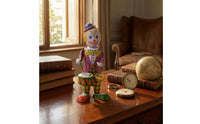 Tinplate Clown with Drums Nostalgic Clown Drummer Toy vintageFashioned for Home Decor, Photography