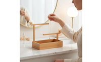 Jewelry Stand with Tray Double-Tier Jewelry Holder with Small Tray Bracelet Holder for Vanity