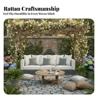 4 Pieces Nordic Design 4-Piece Rope-Woven Seating set Weather-withstandant Patio Conversation Set sturdy Frame Outdoor Furniture Soft paddings for Families, Homeowners, supportingyard, Porch, Balcony, waterfront area