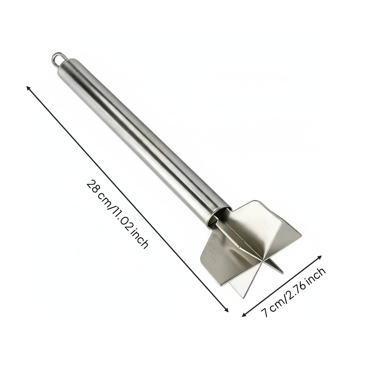 Food Grade Stainless Steel Meat Chopper Easy to Clean Handheld Meat Masher Heavy Duty Ground Beef Masher Single Piece-Piece Design