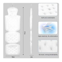 Full Body Bath Pillow Contoured Bathtub Cushion with Hook Bath Mattress Breathable Bathtub Pillow Quilted for Adults, Home Spa