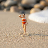 1:64 Scale Female Figure Collectible Bikini Female Figure Miniature Seaside Setting Figurine High Intricacy Swimsuit Model