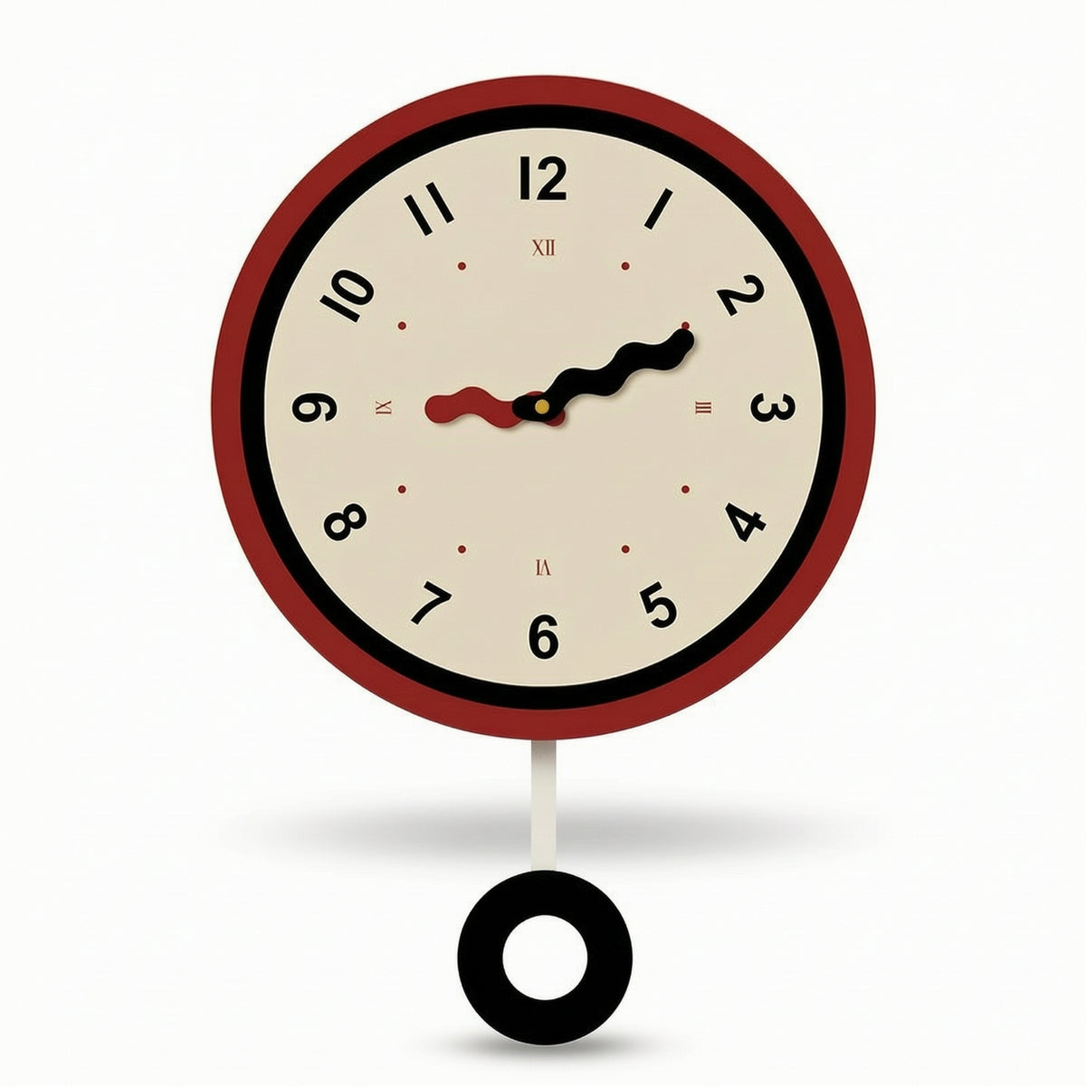 Wall Clock with Pendulum Decorative Pendulum Wall Clock Round Retro-Inspired for Homeowners, Living Room, Entryway