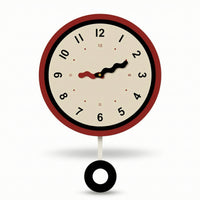 Wall Clock with Pendulum Decorative Pendulum Wall Clock Round Retro-Inspired for Homeowners, Living Room, Entryway