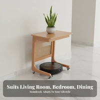 Movable with casters C-Shaped Rolling Table Multi-Functional Couch-Side Stand Robot Vacuum Garage Household Furniture Space-Saving for Apartment Dwellers, homeowners, distant Workers, Living Room, Bedroom, Small areas, Home Office