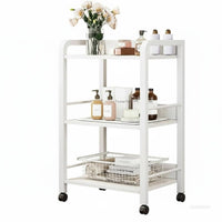 Multi-Functional 3-Tier Rolling Organizer with casters 3-Tier Rolling Shelf 360° pivot Casters Utility Cart Large Capacity for cosmetic Professionals, Office Workers, Barbershop, Small Spaces, Bathroom, Kitchen
