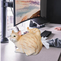 Novelty Gift Cat Tissue Holder Conversation Starter Cat Figurine Tissue Holder Unique Design House Decoration Versatile Use for Desktop, Office