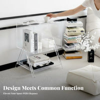 Modern Minimalist aesthetic Transparent Ribbon Table Multi-Functional Home Furniture Sculptural Design Nightstand Iridescent Finish for Homeowners, Renters, Living Room, Bedroom, fromice, Entryway