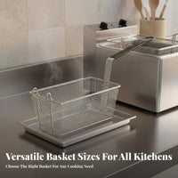High Temperature Resistant Commercial Fry Basket Easy to Clean Deep Fryer Basket Thickened Frame Frying Tool Comfortable Handle for Chefs, Home Cooks, Restaurants, Food Stalls
