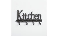 Rustic Kitchen Hook Rack Cast Iron Metal Hook Rack Sturdy Key Holder with 4 Hooks Sturdy for Homeowners