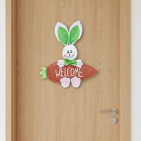Easter Rabbit Carrot Sign Cute Design Easter Welcome Plaque Rustic Allure