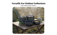 16 Pieces Lightweight Camping Cookware Set Long-Lasting Camping Pots and Pans Set Nesting Design for Backpackers, Families, Hiking