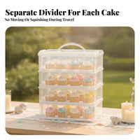 Transparent Cupcake Carrying Box PP Hard-Shell Cupcake Carrier Fitted Lid Bakery Supply Top Handle