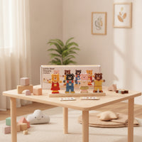 Educational Bear Dress-up Puzzle Fine Motor Wooden Bear Puzzle Hands-on Sorting and Matching Toy Creative for Toddlers, Preschoolers, Kids, Playroom, Classroom