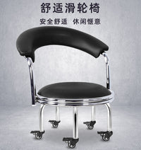 美缝滑轮凳矮凳带轮小凳子圆板凳擦地垫脚凳儿童滑动万向轮客厅凳 黑九格+静音轮【31cm高】