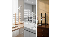 Double-Sided Eyeglasses Display Stand Tabletop Glasses Holder with Wooden Base Countertop Glasses Rack with Wooden Base Large Capacity for Collectors