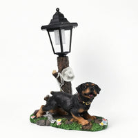 Dog Statue with Solar Lantern Decorative Lawn Ornament Rustic for Pathway, Porch