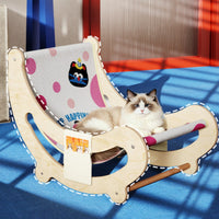 Solid Wood Frame Wooden Cat Sofa Bed Side Storage Pocket Cat Scratcher Lounger Moisture-Proof Design Pet Furniture for Cats