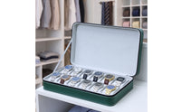 PU Leather Watch Case with 12 Slots Dust-Proof Watch Box with 12 Slots Zip-Around Organizer Hard-Shell for Enthusiasts, Dresser, Travel, Showroom