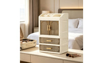 Cosmetic Storage Cabinet Large Capacity Desktop Vanity Organizer Space-Saving Makeup Cabinet with Drawers for Dressing Table, Washroom Counter