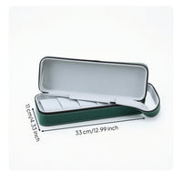 PU Leather Zippered Watch Storage Bag Green Hard Case Watch Organizer Contrast Stitching
