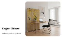Chinese Aesthetic Multi-Panel Folding Screen Foldable Design 4-Panel Folding Divider Movable Room Partition Portable for Apartment Dwellers, Screenice Workers, Business Owners, Bedroom, Entrance Hall, Restaurant, Visual Background