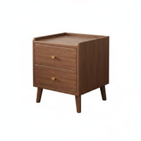 Solid Wood Legs Narrow Nightstand with Shelf Rounded Corners Wooden Bedside Cabinet for Living Room