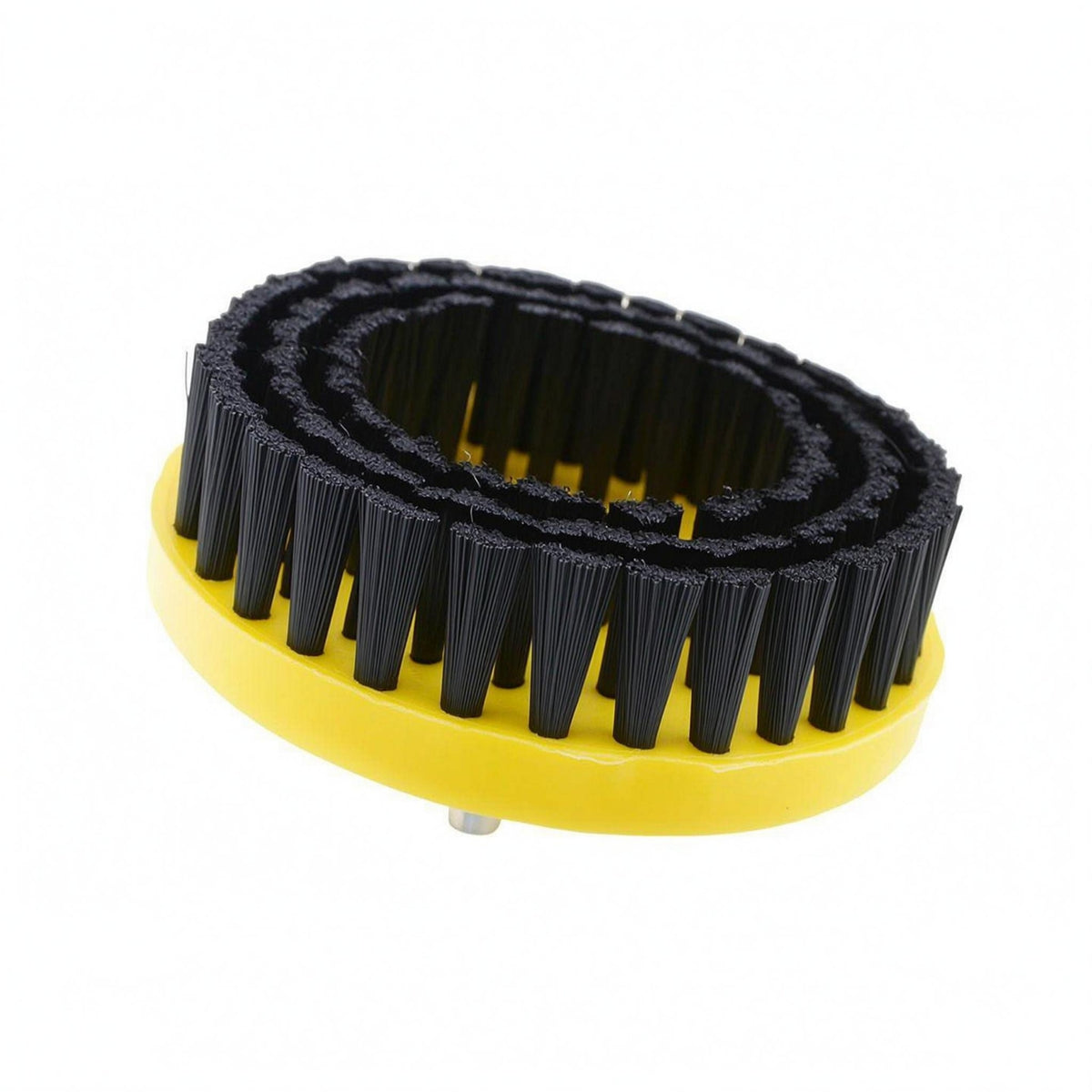 Dense Bristles Round Cleaning Brush Head Yellow Base Circular Brush Head Metal Shaft