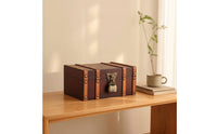 Vintage Wooden Chest Antique Style Keepsake Box with Hinged Lid Compact for Photography Props
