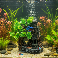 Aquarium Resin Temple Cave Decoration for Fish Tank and Reptile Terrarium