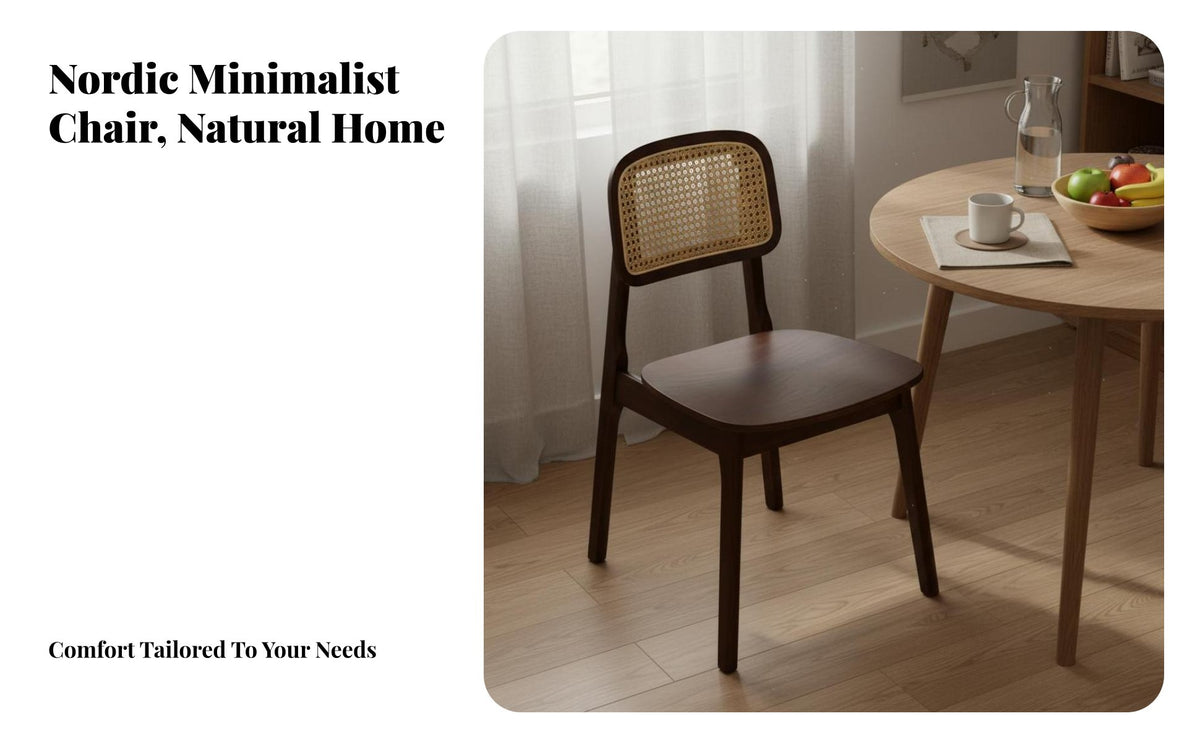 Breathable Solid Wood Rattan Chair Versatile Design Cane Back Dining Chair Thick Cushioned Seat Household Furniture Commercial Grade for Restaurant Owners, Homeowners, Interior Designers, Living Room, Guesthouse, Bedroom, Hotel Lobby