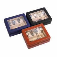 Transparent Window Watch Storage Organizer Zippered Watch Storage Box Multi-Compartment Jewelry Organizer Box Lined Interior for Dresser, Closet