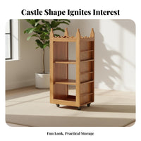 Large Capacity Rotating Castle book storage unit Multi-Functional Storage kids' Furniture Space-Saving book storage unit Easy to Assemble for Children, Preschoolers, Toddlers, Playroom, Nursery, Kindergarten, Classroom