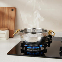 Mini Hot Pot Bowl Thickened Bottom Individual Hot Pot Foldable Handles Cookware for Restaurant, Home