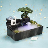 Peaceful Atmosphere Desktop Water Fountain Atomizer Mist Feng Shui Fountain Portable LED Light Water Feature Air Humidifying for Office, Tea Room