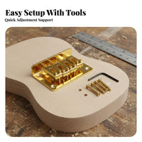 Adjustable Saddles 4 String Hardtail Bridge Long-Lasting Metal Construction 4 String Fixed Bridge Chrome Finish Electric Guitar Tailpiece Easy to Assemble for DIY Enthusiasts, Guitarists, Musicians, Upgrading Guitars, Workshop, Music Studio