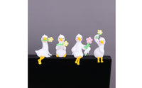 4 Pieces Duck Figurine Adorable Duck Ornament Mini Desk Decor for Office, Car Dashboard