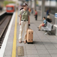 Journeyer Figurine Highly Detailed Miniature with Suitcase Realistic for Diorama, Desktop Decor