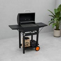 Heavy-Duty Charcoal Barbecue Grill with Side Shelves Food-Grade Charcoal Grill with Side Shelf Ergonomic Space-Saving for Patio
