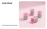 4 Pieces Sparkling Cherry Blossom Tire Cap Universal Fit Floral Glitte Seal Valve Cap Dustproof Sparkling Car Wheel Stem Cover for Women, Automobiles
