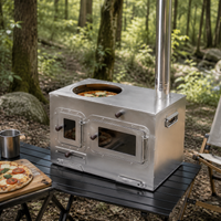 Portable Outdoor Pizza Oven Wood-Fired, 10-Inch Pizza Oven for Camping & Garden, with Temperature Gauge, 51x29x41cm Steel