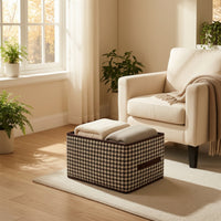 Houndstooth Storage Box Collapsible Textile Storage Box Closet Organizer Space-Saving Reinforced for Wardrobe, Shelves