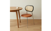 Rattan Back Dining Chair Minimalist Cane Woven Backrest Chair for Balcony, Home Office