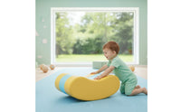 Rocking Boat Wooden Rocking Toy with Padded Seat Bright Kid Ride On Toy for Daycare