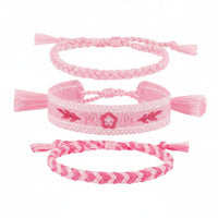 3 Pieces 3-Piece Embroidered Bracelet Set Handmade Adjustable Braided Bracelet
