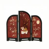 Tabletop Desktop Screen with Arched Panels Foldable Three-Panel Folding Screen Compact for Cabinet