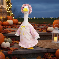 Lawn Goose Outfit Pink Ruffled Design Charming Look for Porch Display